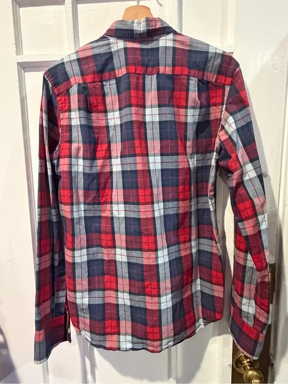 J. Crew Red and Navy Plaid Button-Down Shirt